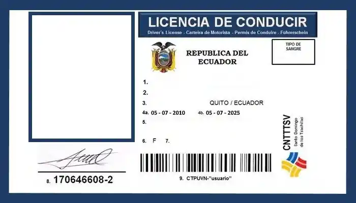 Licencia de conducir de Ecuador.