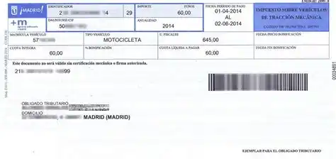 Permiso de circulación, ejemplo