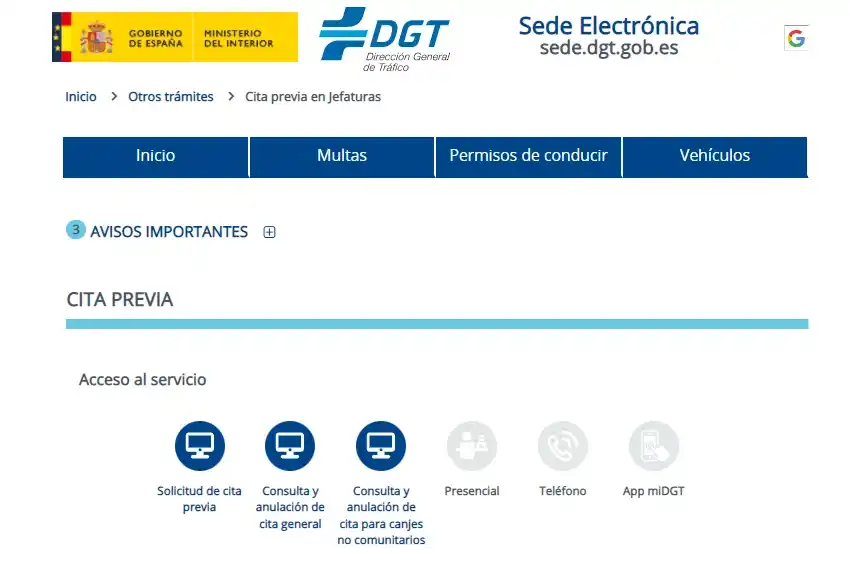 cita previa canje DGT